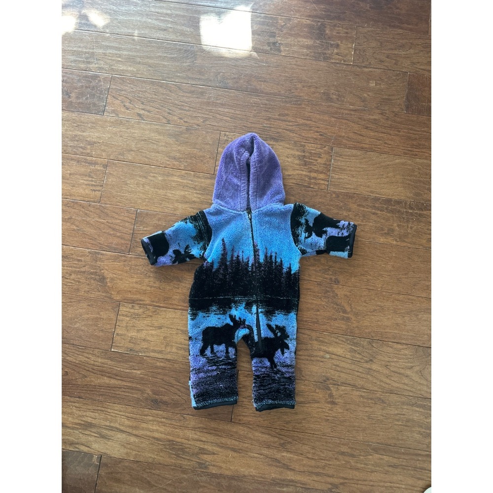 Black Mountain Outdoor Baby Fleece Moose Bunting Hooded Romper Blue Purple‎ 12M